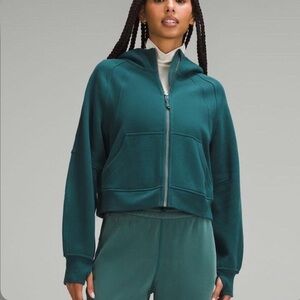 lululemon green oversized cropped full zip scuba hoodie